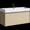 Комплект подвесной тумбы Aqwella Pure 100x45 см, бежевый с умывальником Вилис 100
