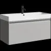 Комплект подвесной тумбы Aqwella Pure 100x45 см, светло-серый с умывальником Вилис 100