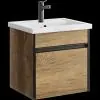 Комплект подвесной тумбы Aqwella Urban 50x40 см, дерево темное с умывальником Фостер 500